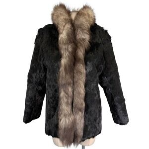 Vintage Niki Rabbit Fur Coat With Fox Fur Collar Size Small